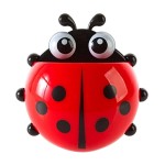 Toothbrush and toothpaste holder, ladybug, red color